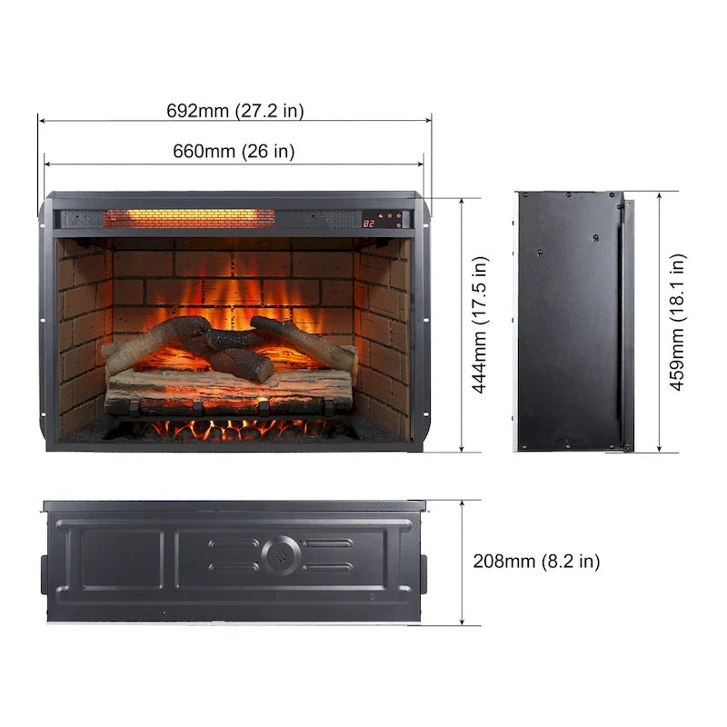 Reclaimed Barnwood 60 Fireplace TV Stand with Remote & Safety Device for 70 TVs