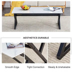 Modern Minimalist Style Marble Patterned Coffee Table With Black Metal Legs, Game Table, Tea Table