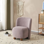 - Eliana Modern Teddy Fabric Accent Chair with Curved Backrest and Legs