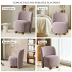 - Eliana Modern Teddy Fabric Accent Chair with Curved Backrest and Legs