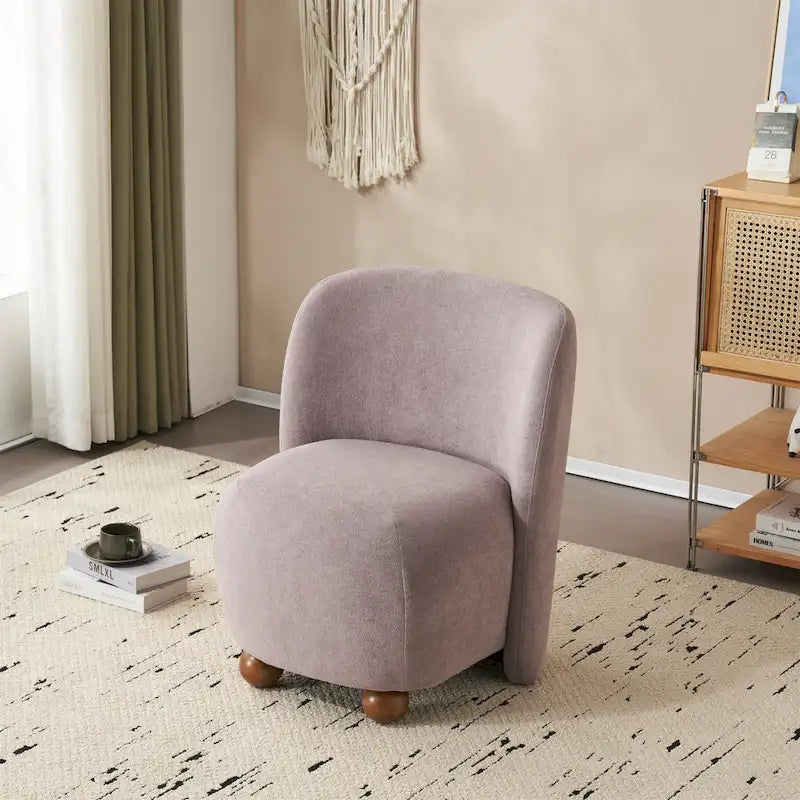- Eliana Modern Teddy Fabric Accent Chair with Curved Backrest and Legs