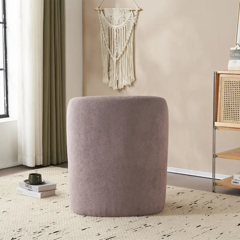 - Eliana Modern Teddy Fabric Accent Chair with Curved Backrest and Legs