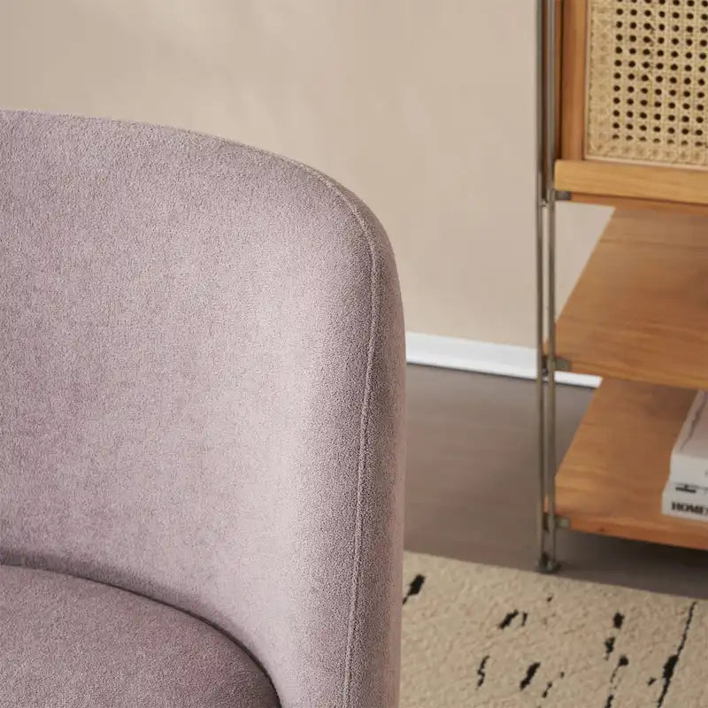 - Eliana Modern Teddy Fabric Accent Chair with Curved Backrest and Legs