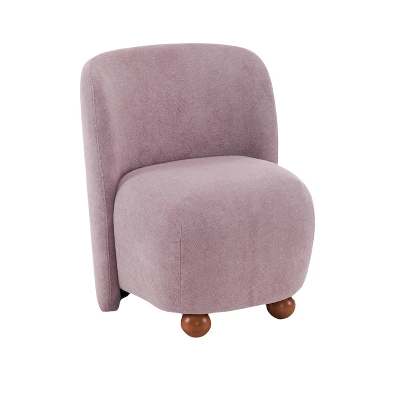- Eliana Modern Teddy Fabric Accent Chair with Curved Backrest and Legs
