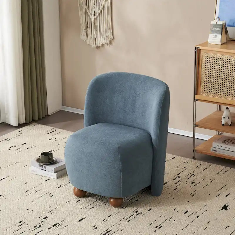 - Eliana Modern Teddy Fabric Accent Chair with Curved Backrest and Legs