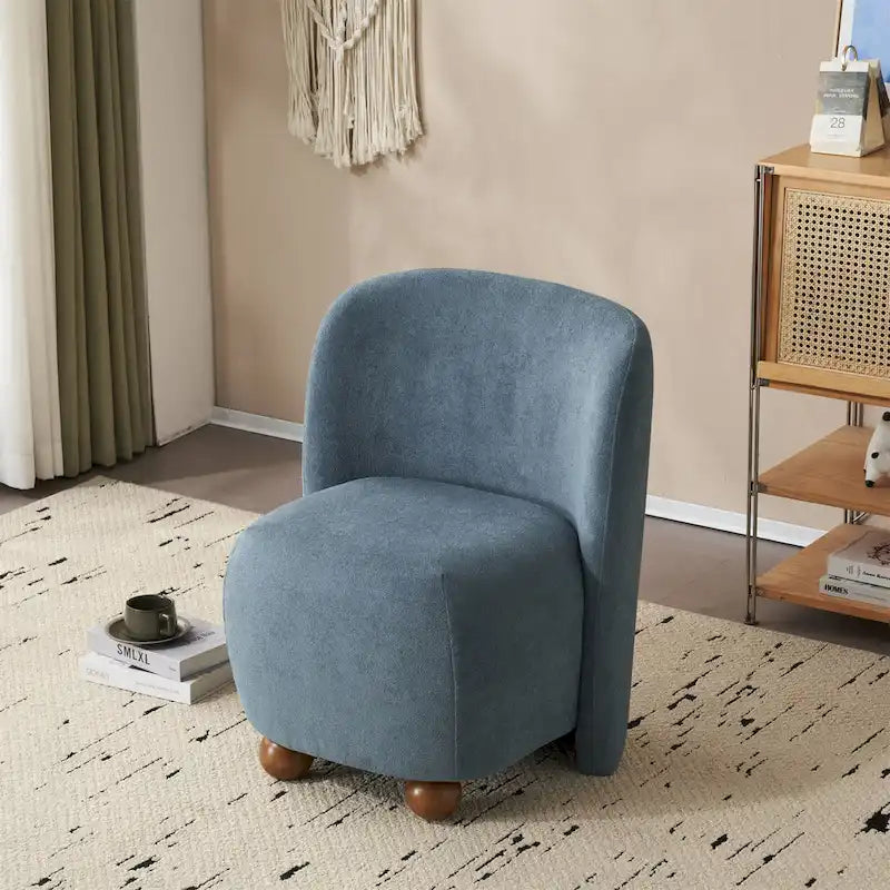 - Eliana Modern Teddy Fabric Accent Chair with Curved Backrest and Legs