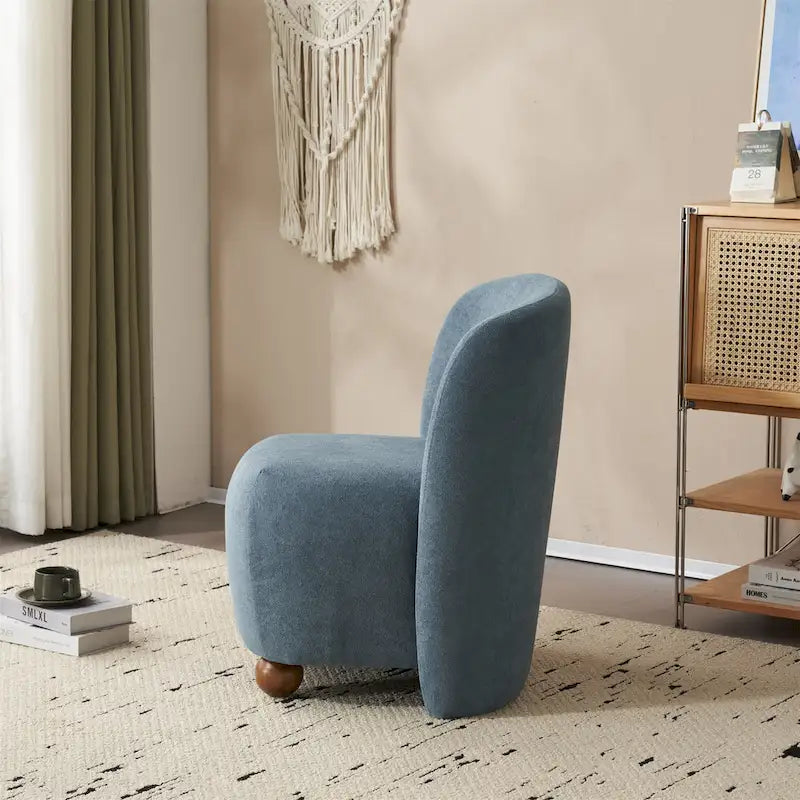 - Eliana Modern Teddy Fabric Accent Chair with Curved Backrest and Legs