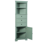 Triangle Tall Cabinet with 3 Drawers and Adjustable Shelves for Bathroom, Kitchen or Living Room, MDF Board with Painted Finish