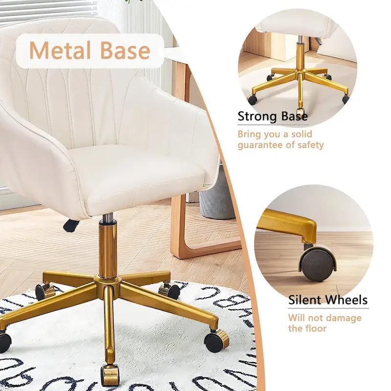 VECELO Modern Home Office Chairs Height Adjustable 360 Swivel Task Chair with Metal Base