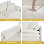 3-Piece Chenille Cloud Sofa & Armchair Set with Deep Seats & 3 Pillows