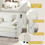 3-Piece Chenille Cloud Sofa & Armchair Set with Deep Seats & 3 Pillows