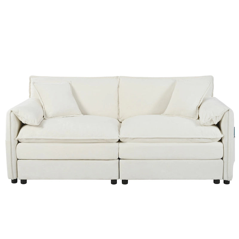 3-Piece Chenille Cloud Sofa & Armchair Set with Deep Seats & 3 Pillows