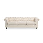 Beige Chesterfield Button Tufted 3-seater Sofa with Nailheads