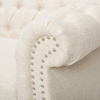 Beige Chesterfield Button Tufted 3-seater Sofa with Nailheads
