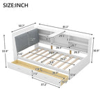 King Size Upholstered Bed with Storage Headboard and Trundle