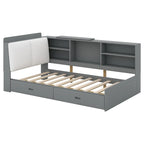 King Size Upholstered Bed with Storage Headboard and Trundle