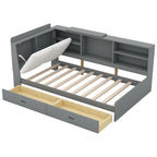 King Size Upholstered Bed with Storage Headboard and Trundle