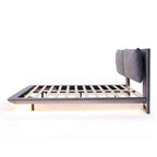 Queen Velvet Floating Platform Bed with Sensor Light