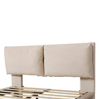 Queen Velvet Floating Platform Bed with Sensor Light