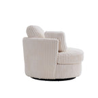 Oversized 360 Degreed Swivel Accent Chair Modern Soft Plush Corduroy Round Barrel Chair for Living Room Bedroom with Pillows