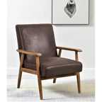 Wood/ Leather-look Microfiber Padded Seat Chair