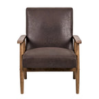 Wood/ Leather-look Microfiber Padded Seat Chair