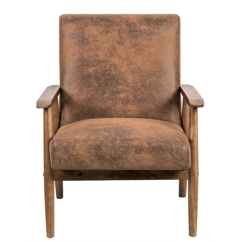 Wood/ Leather-look Microfiber Padded Seat Chair