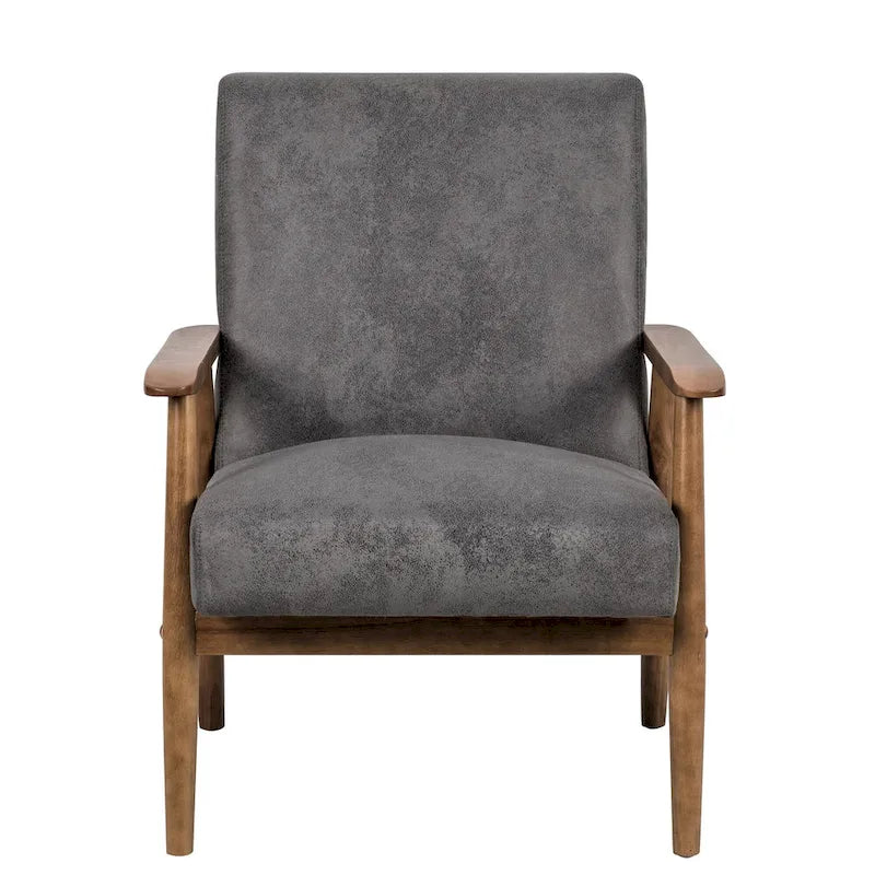 Wood/ Leather-look Microfiber Padded Seat Chair