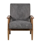 Wood/ Leather-look Microfiber Padded Seat Chair