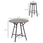 HOMCOM Industrial 5-Piece Bar Table and Chairs Set, Space Saving Dining Table with 4 Stools for Pub and Kitchen, Black & Brown