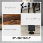 HOMCOM Industrial 5-Piece Bar Table and Chairs Set, Space Saving Dining Table with 4 Stools for Pub and Kitchen, Black & Brown