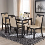 Contemporary Beige Faux Leather 5-Piece Dining Set by 