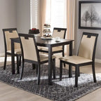 Contemporary Beige Faux Leather 5-Piece Dining Set by