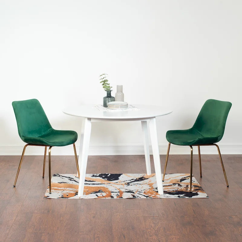 Aufurr Contemporary 3-Piece Dining Set, White Round Table and 2 Chairs