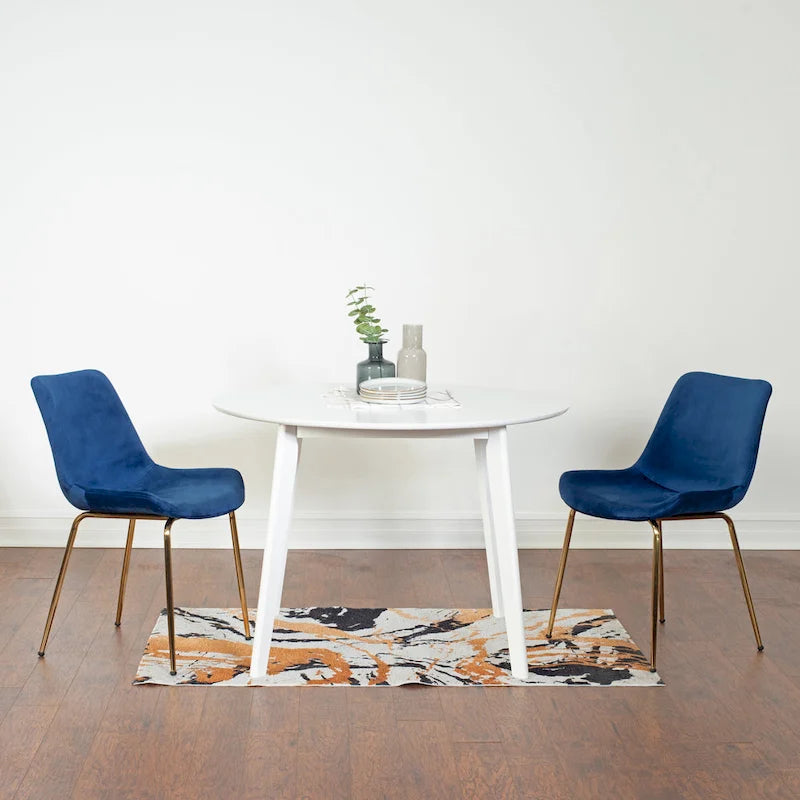  Aufurr Contemporary 3-Piece Dining Set, White Round Table and 2 Chairs