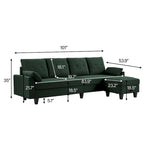 Modular Sectional Sofa Couch L Shaped With Storage Ottoman and Side Bags For Living Room