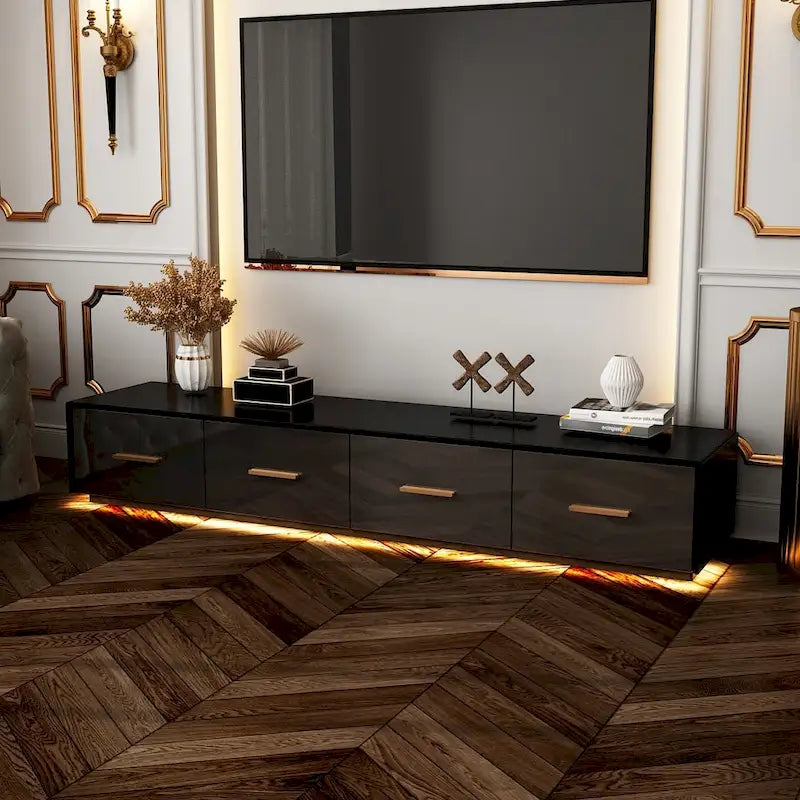 70.9 Wall-Mounted Media Console Chic Storage Solution Home Theaters