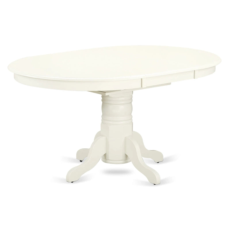 East West Furniture Dining Room Furniture Set- an Oval Kitchen Table and Wooden Seat Dining Chairs, Linen White(Pieces Option)