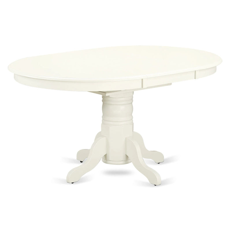 East West Furniture Dining Room Furniture Set- an Oval Kitchen Table and Wooden Seat Dining Chairs, Linen White(Pieces Option)