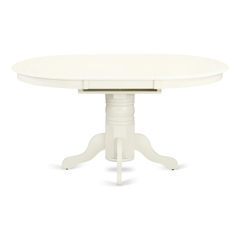 East West Furniture Dining Room Furniture Set- an Oval Kitchen Table and Wooden Seat Dining Chairs, Linen White(Pieces Option)