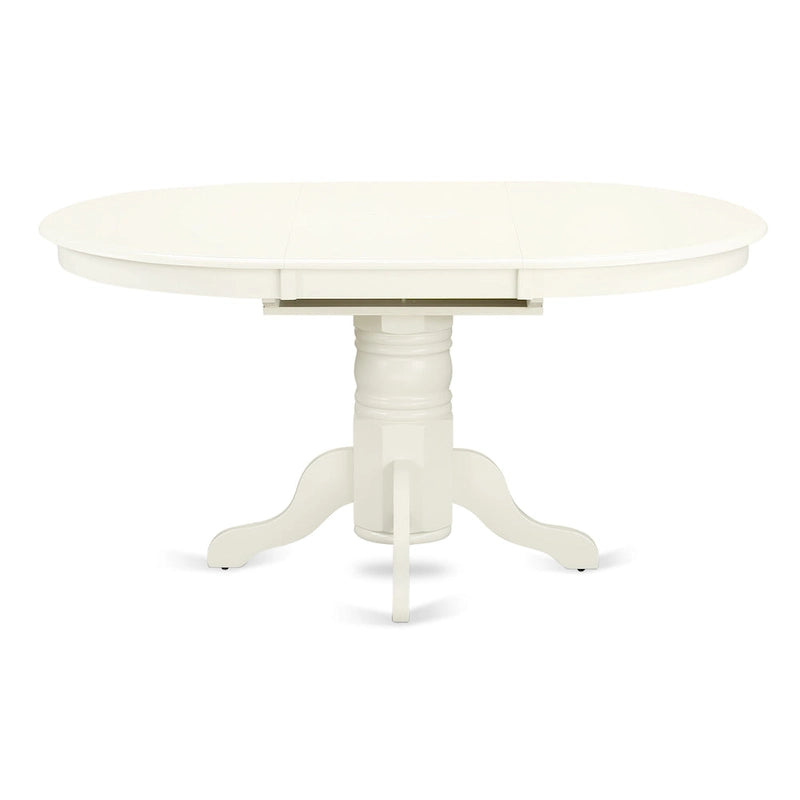 East West Furniture Dining Room Furniture Set- an Oval Kitchen Table and Wooden Seat Dining Chairs, Linen White(Pieces Option)