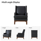 Lourdes Genuine Leather Armchair with Solid Wood Frame and Removable Seat Cushion,Set of 2 by