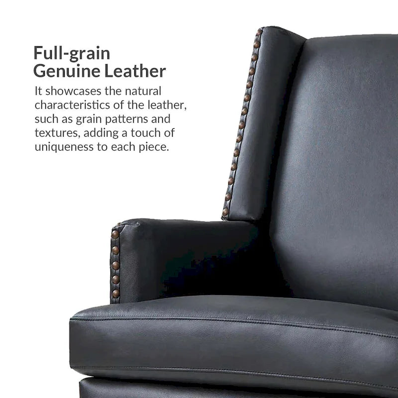 Lourdes Genuine Leather Armchair with Solid Wood Frame and Removable Seat Cushion,Set of 2 by