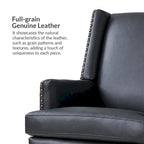 Lourdes Genuine Leather Armchair with Solid Wood Frame and Removable Seat Cushion,Set of 2 by