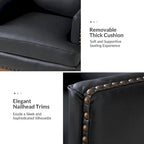 Lourdes Genuine Leather Armchair with Solid Wood Frame and Removable Seat Cushion,Set of 2 by