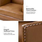 Lourdes Genuine Leather Armchair with Solid Wood Frame and Removable Seat Cushion,Set of 2 by
