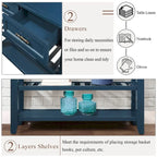 Console Sofa Table with 2 Storage Drawers and 2 Tiers Shelves, 42 Wood Buffet Sideboard for Room Kitchen Entryway Hallway