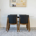 Kailea 5-Piece Mid-Century Modern Oval Dining Table with 4 Vegan Leather Dining Chairs in Black