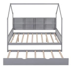 Full Solid Wood House Day Bed with Trundle